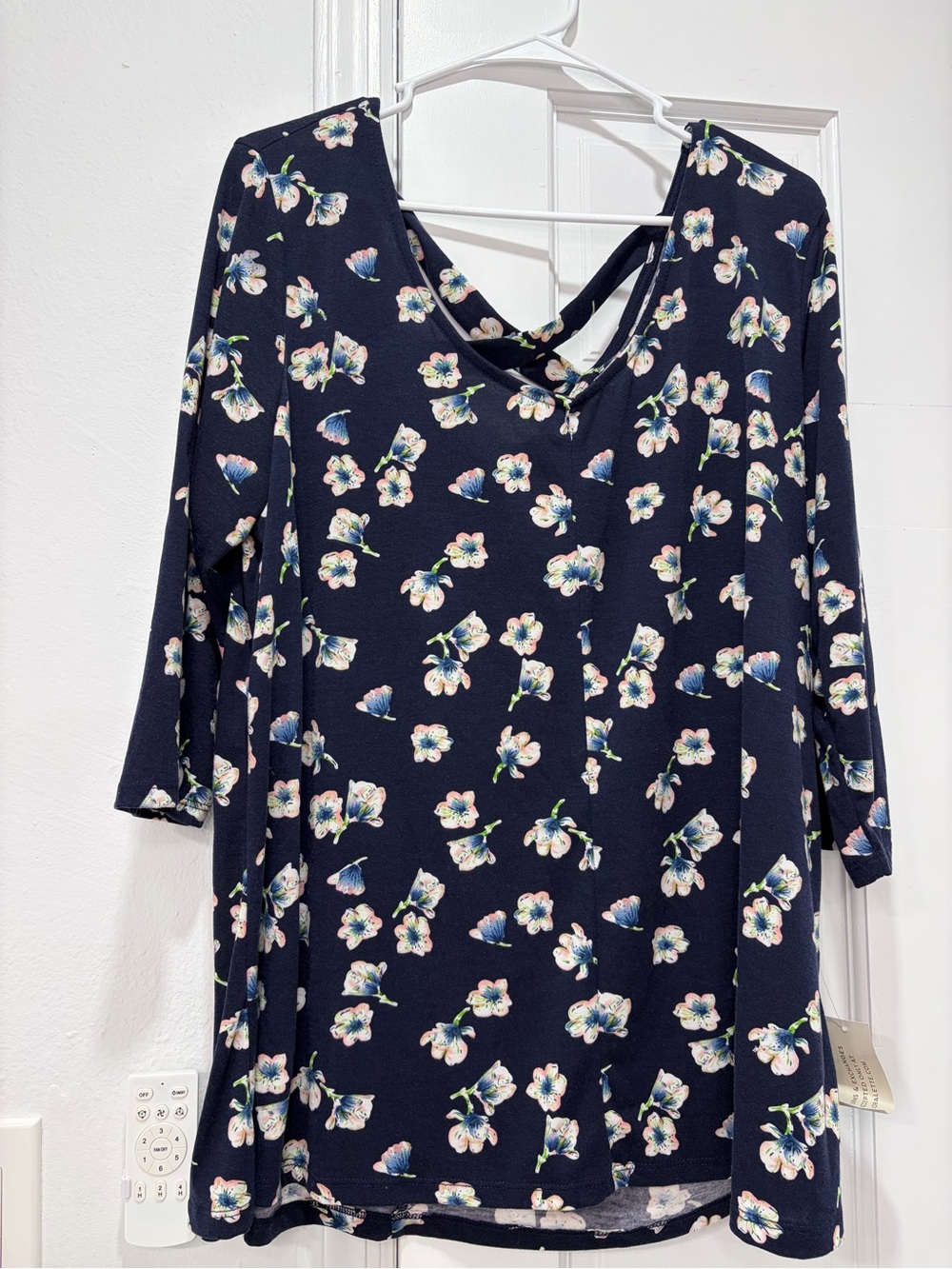 Loralette Navy Floral Crossback Tunic